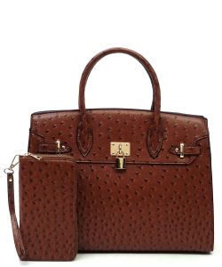Ostrich Pad-lock 2-in-1 Satchel OR2699 BROWN